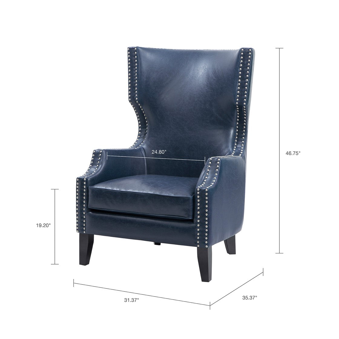 Brighton Modern Navy Wing Chair