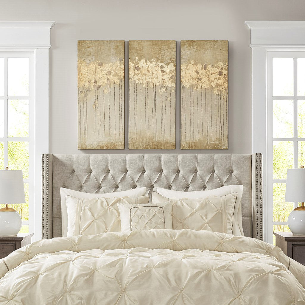 Dewy Forest Abstract Gel Coat Canvas with Metallic Foil Embellishment 3 Piece Set