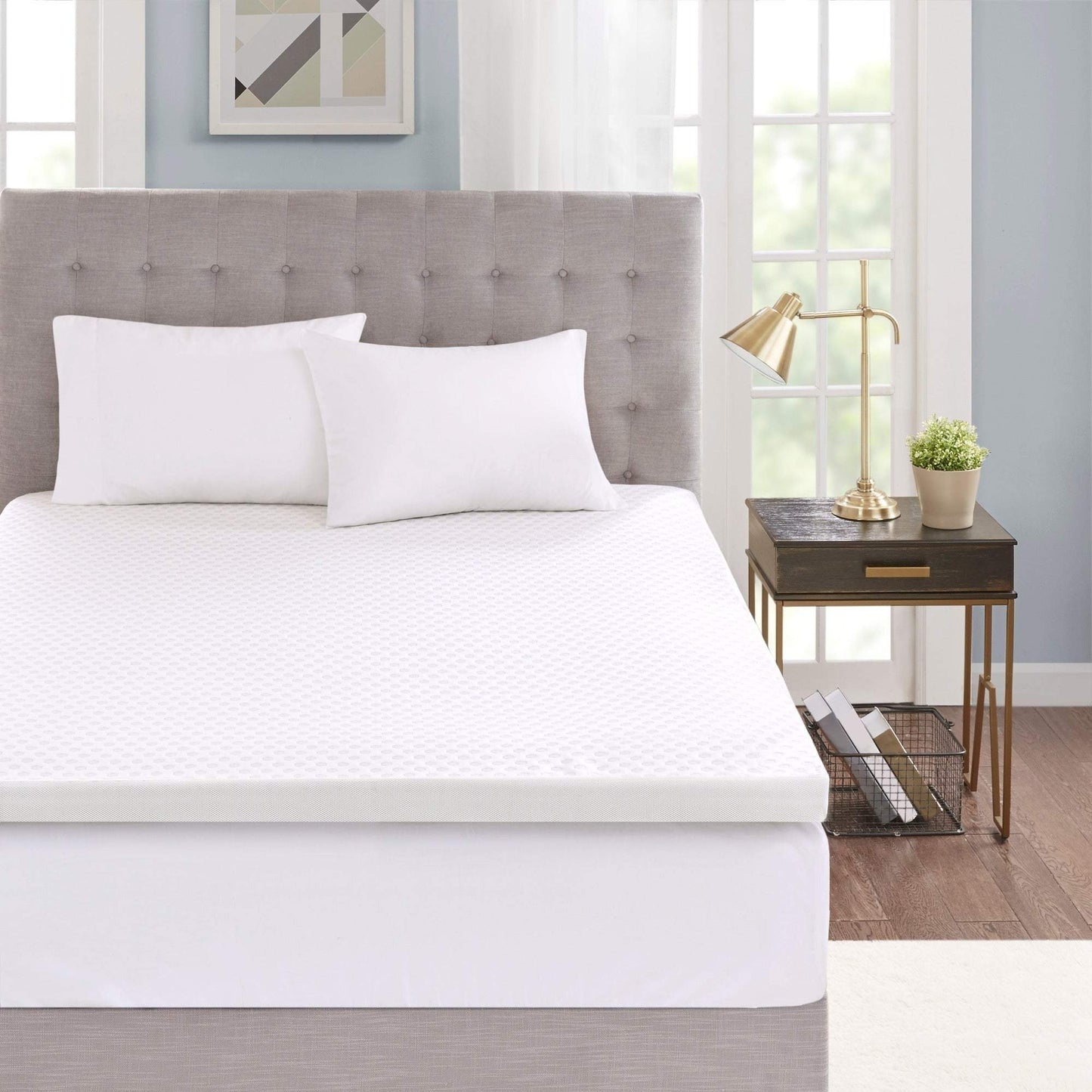 3" Gel Memory Foam with Cooling Cover White Mattress Topper Mattress Topper By Olliix/JLA HOME (E & E Co., Ltd)