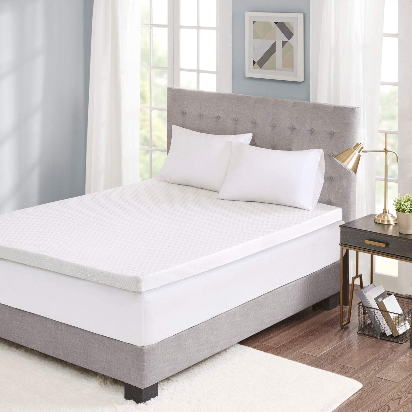 3" Gel Memory Foam with Cooling Cover White Mattress Topper Mattress Topper By Olliix/JLA HOME (E & E Co., Ltd)