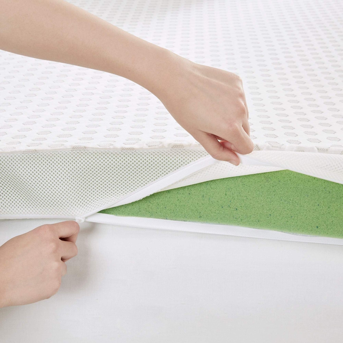 3" Gel Memory Foam with Cooling Cover White Mattress Topper Mattress Topper By Olliix/JLA HOME (E & E Co., Ltd)