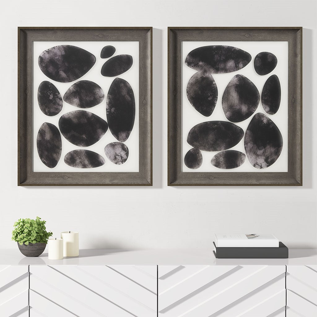 Skipping Stones Geo UV Printed Shadowbox 2 Piece Wall Art Set