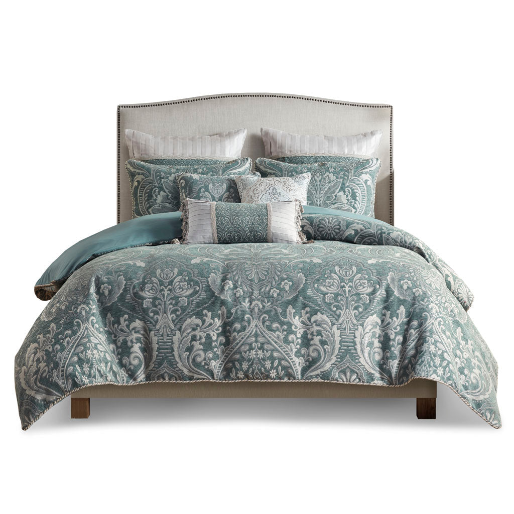 Adelphia Jacquard Comforter Set with Euro Shams and Dec Pillows