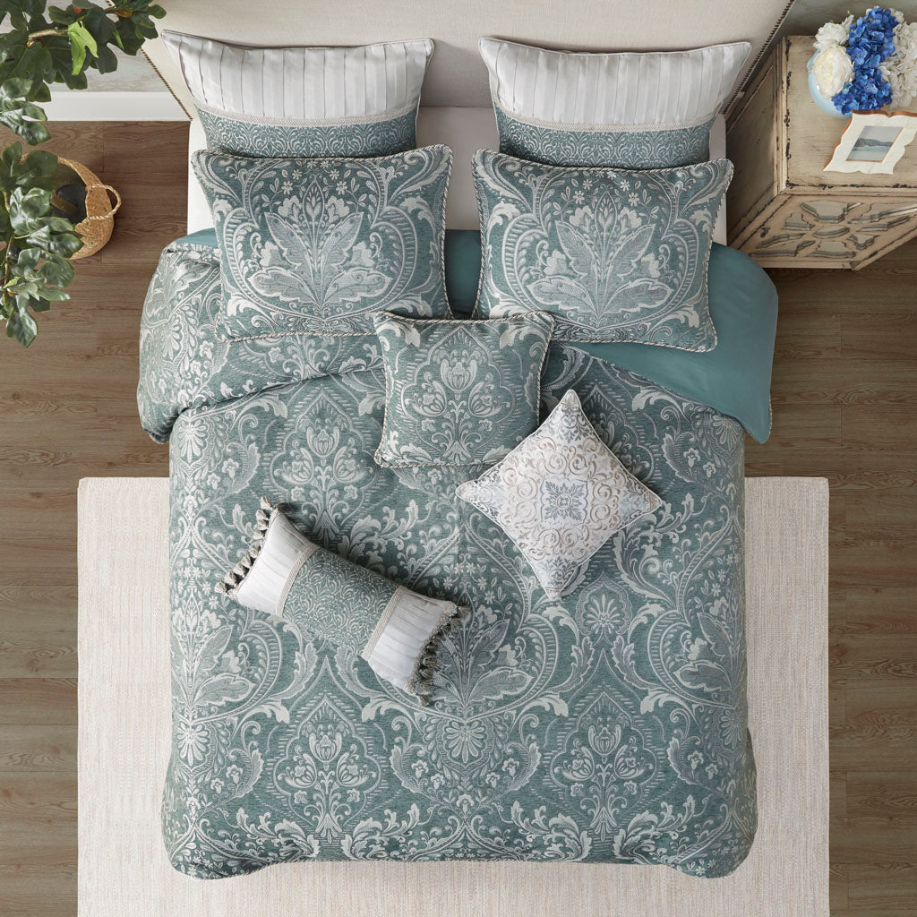 Adelphia Jacquard Comforter Set with Euro Shams and Dec Pillows