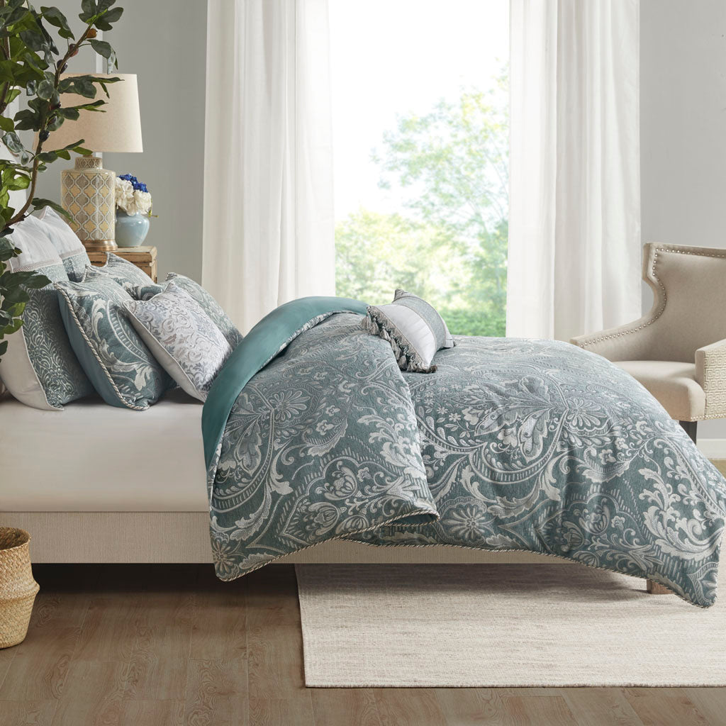 Adelphia Jacquard Comforter Set with Euro Shams and Dec Pillows