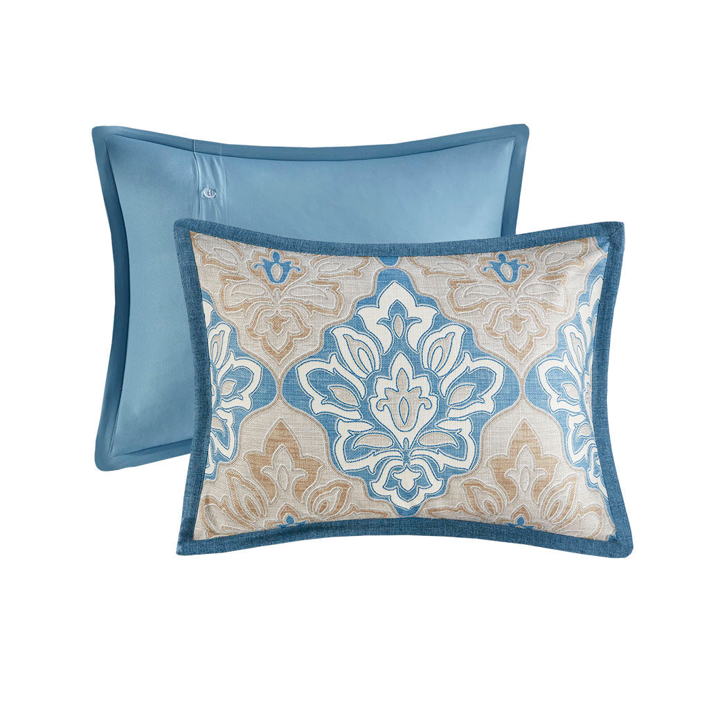 Caspian Medallion Print Comforter Set with Euro Shams and Dec Pillows