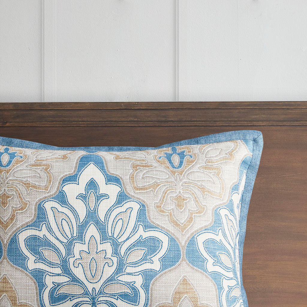 Caspian Medallion Print Comforter Set with Euro Shams and Dec Pillows