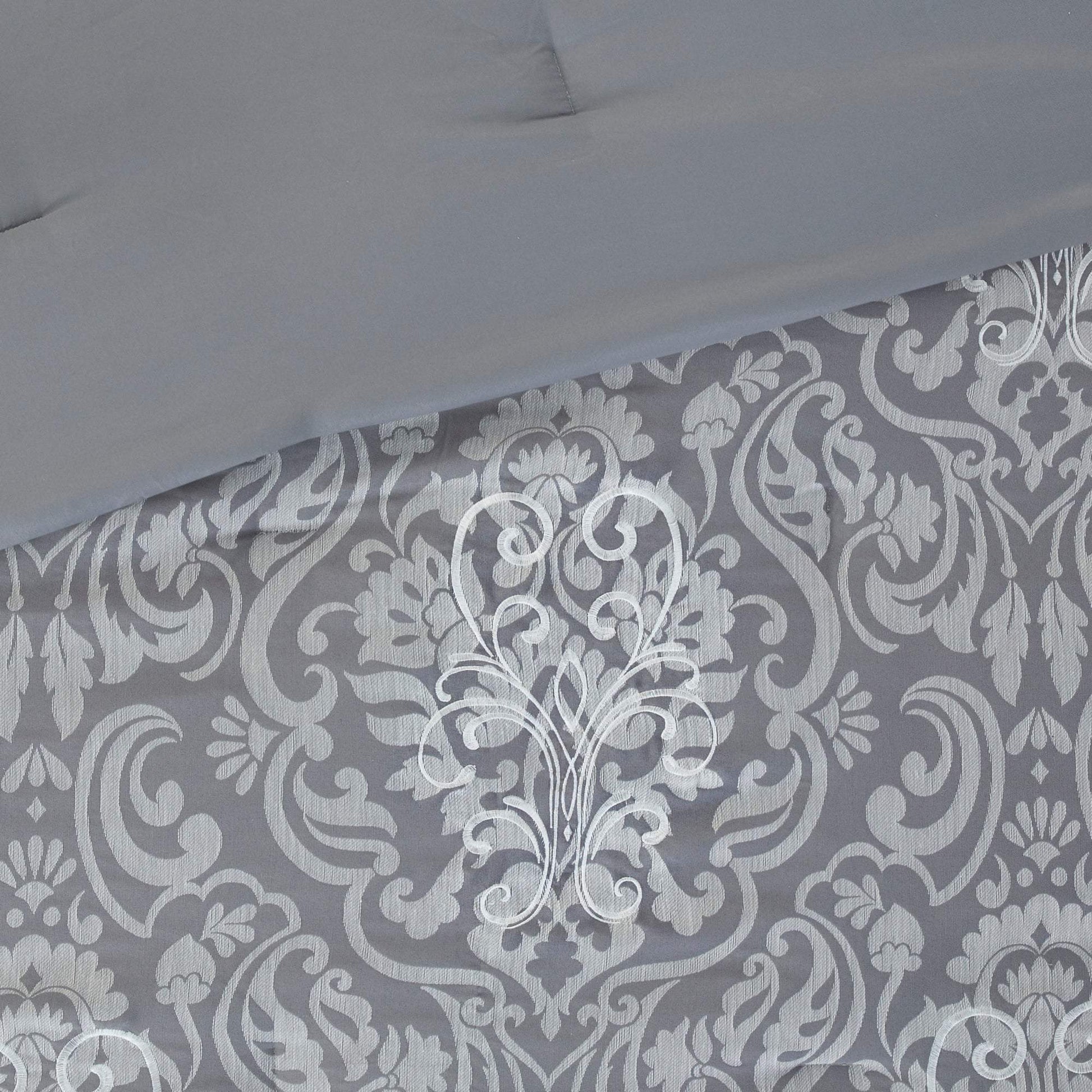 Flourish Gray 8-Piece Comforter Set Comforter Sets By Olliix/JLA HOME (E & E Co., Ltd)