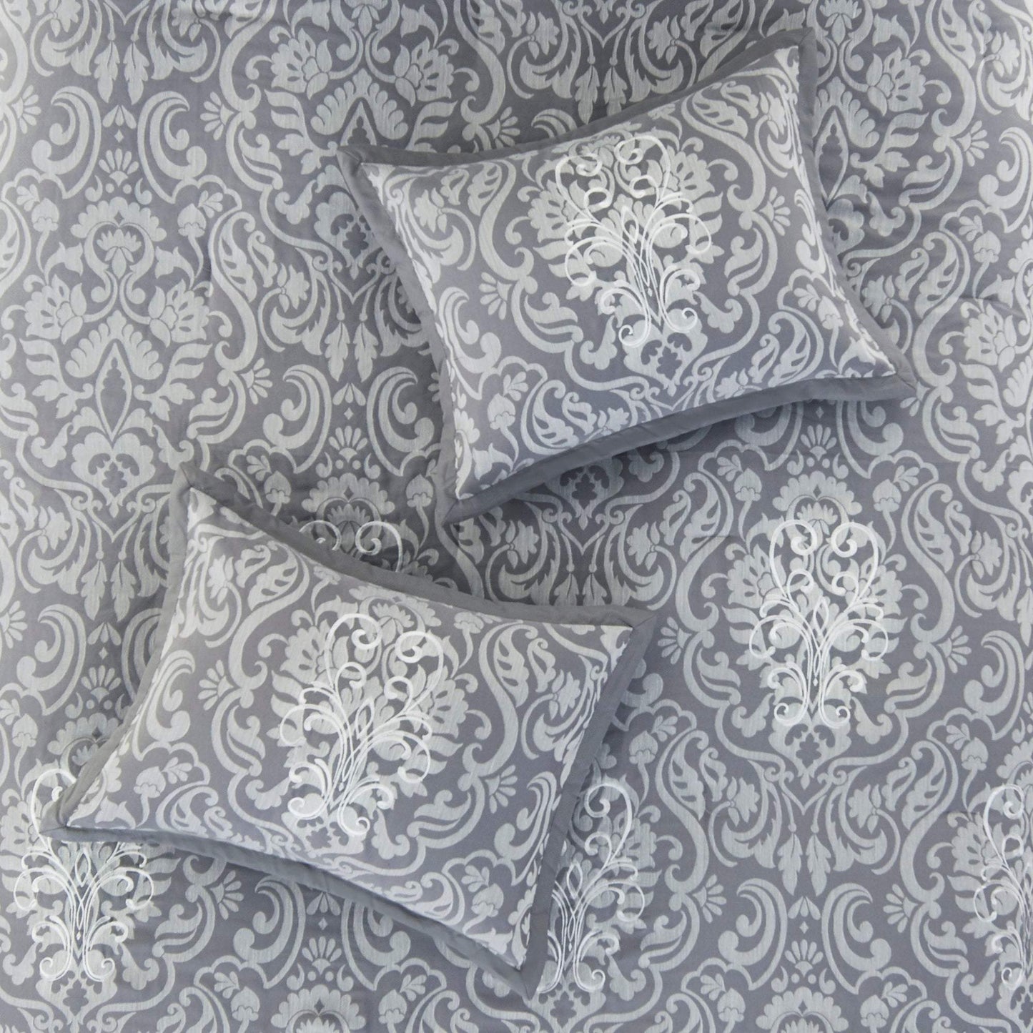 Flourish Gray 8-Piece Comforter Set Comforter Sets By Olliix/JLA HOME (E & E Co., Ltd)