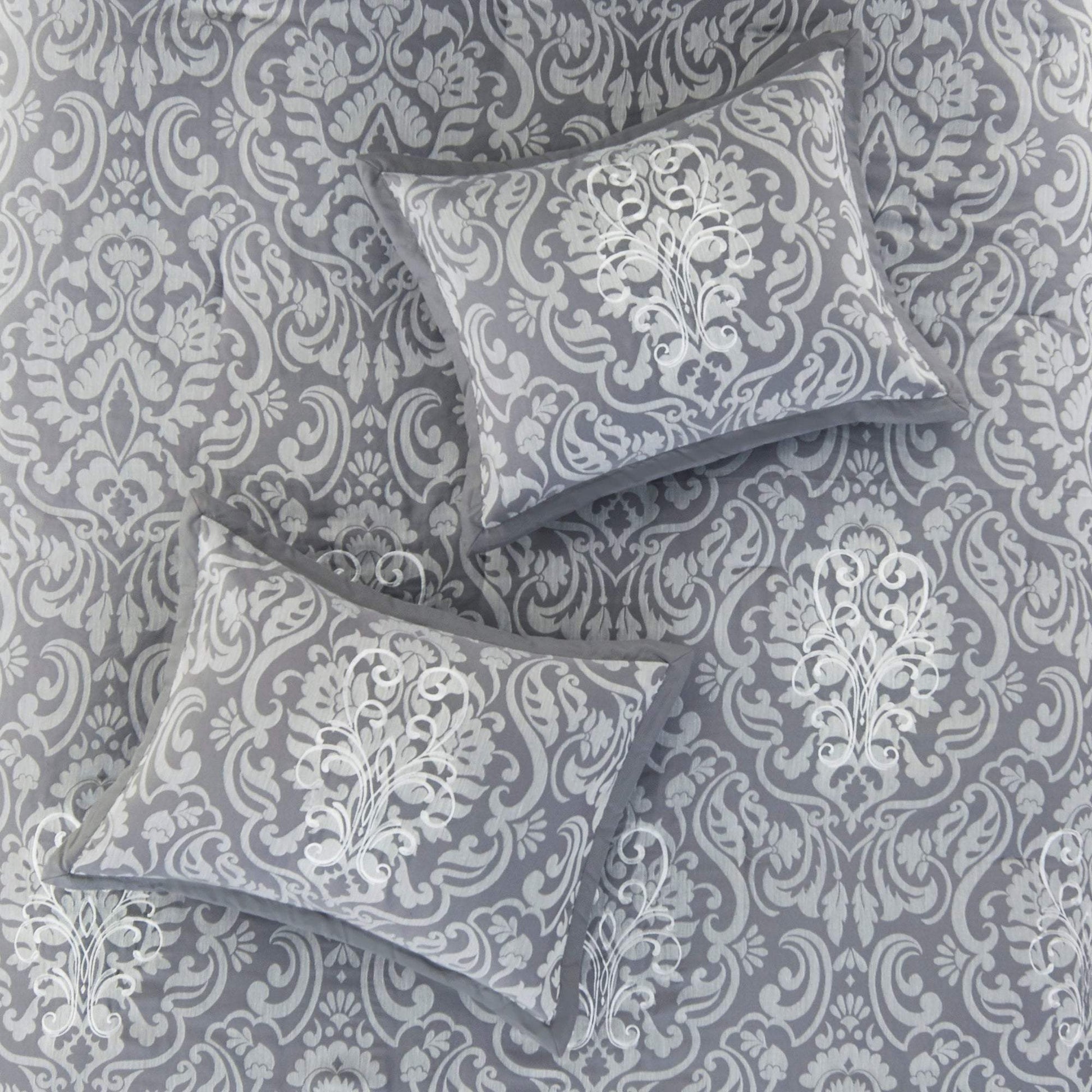 Flourish Gray 8-Piece Comforter Set Comforter Sets By Olliix/JLA HOME (E & E Co., Ltd)