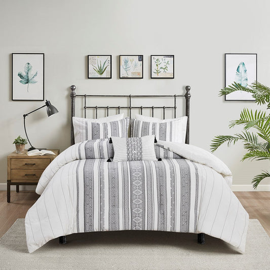 Landry 4 Piece Cotton Waffle Jacquard Comforter Set