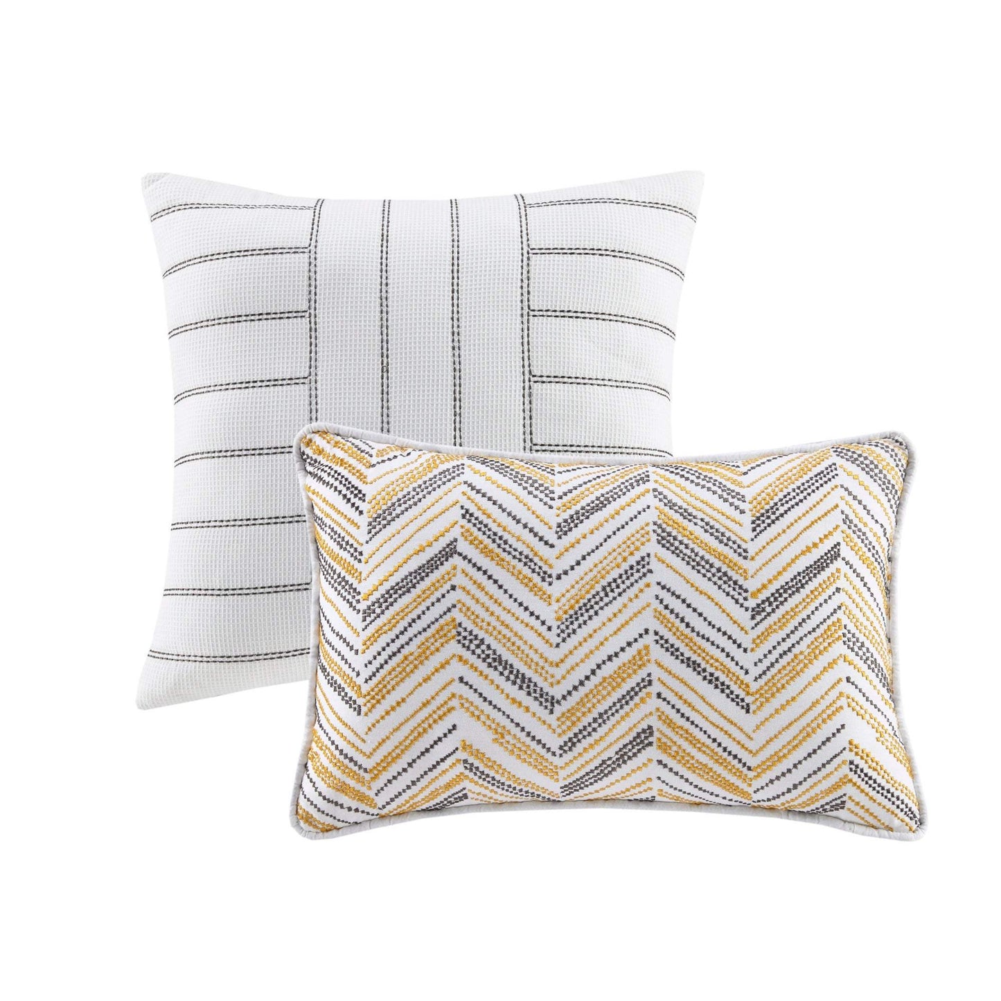 Newton Yellow/Charcoal 5-Piece Comforter Set Comforter Sets By Olliix/JLA HOME (E & E Co., Ltd)