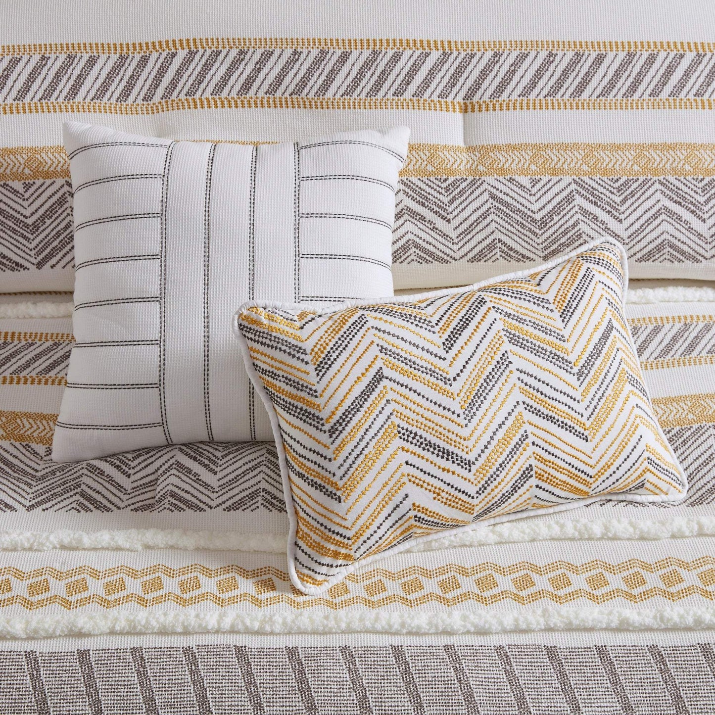 Newton Yellow/Charcoal 5-Piece Comforter Set Comforter Sets By Olliix/JLA HOME (E & E Co., Ltd)