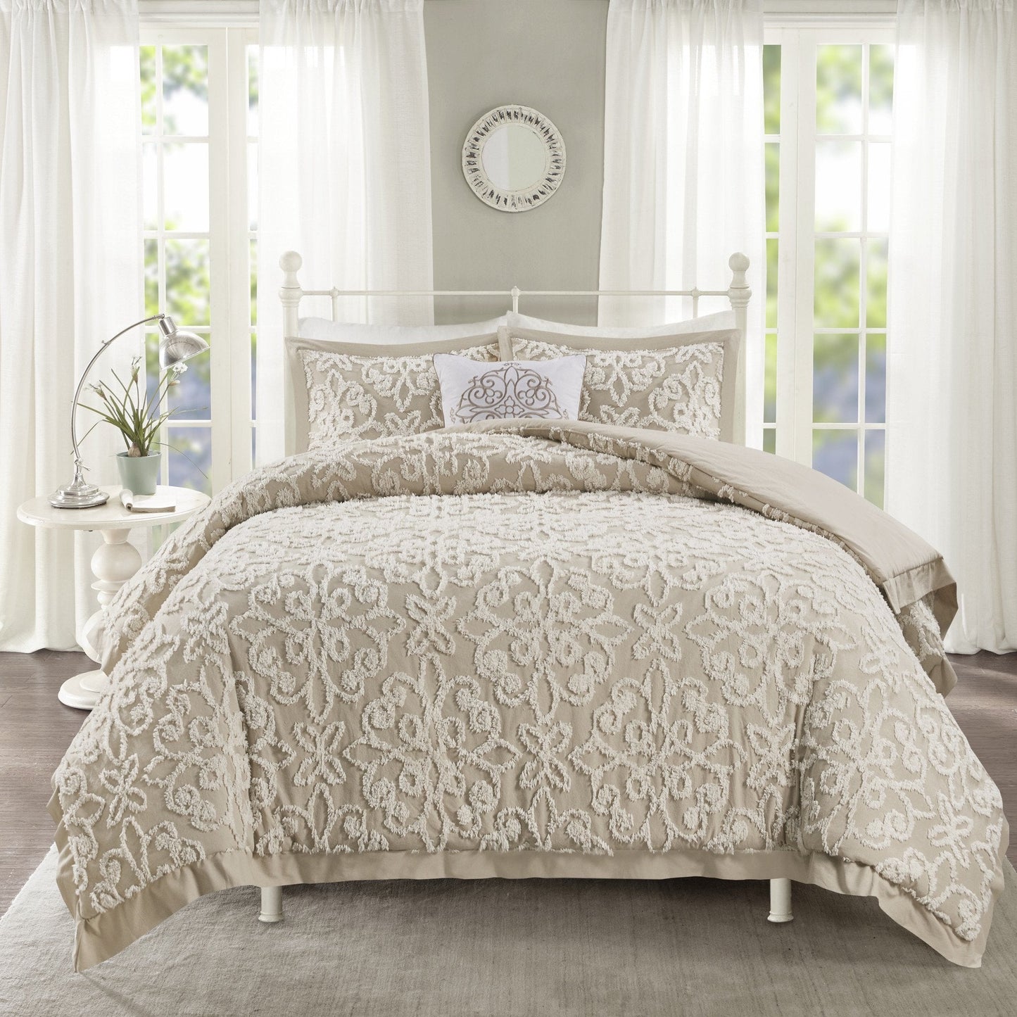 Sabrina Taupe 4-Piece Comforter Set Comforter Sets By Olliix/JLA HOME (E & E Co., Ltd)