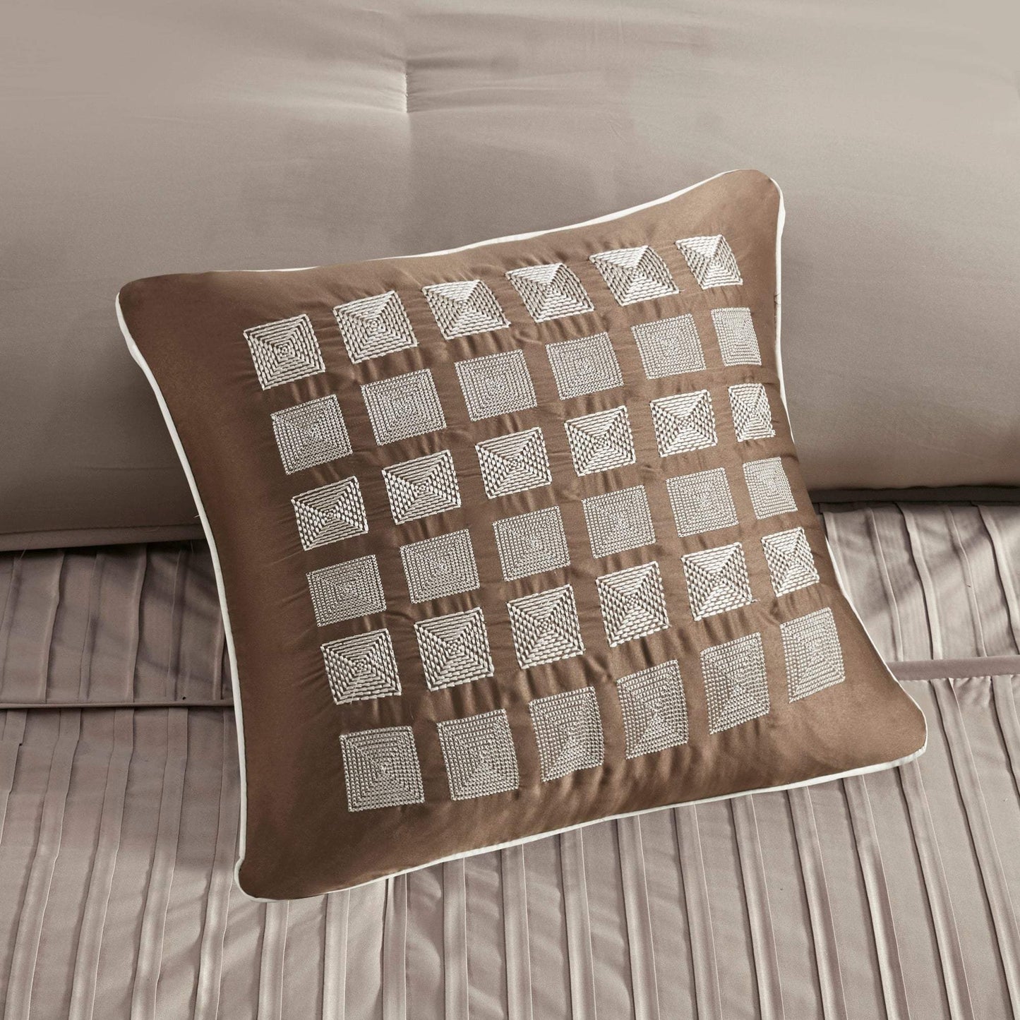 Trinity Taupe 7-Piece Comforter Set Comforter Sets By Olliix/JLA HOME (E & E Co., Ltd)
