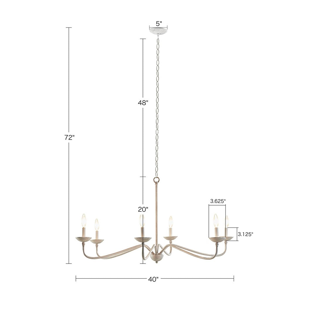 Distressed White Brighton 6-Light Farmhouse Chandelier