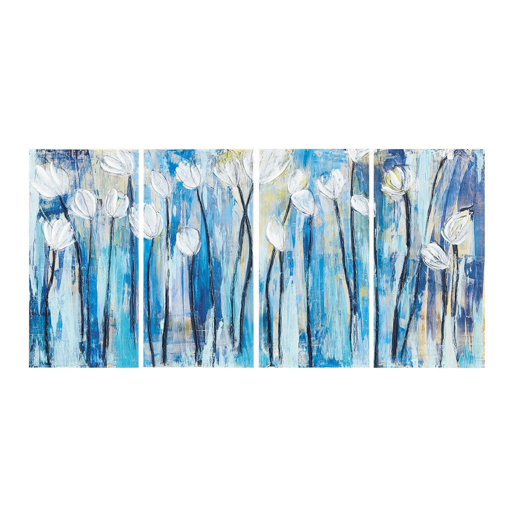 Ocean Breeze Blossom 4 Piece Set Gel Coat Printed on Canvas