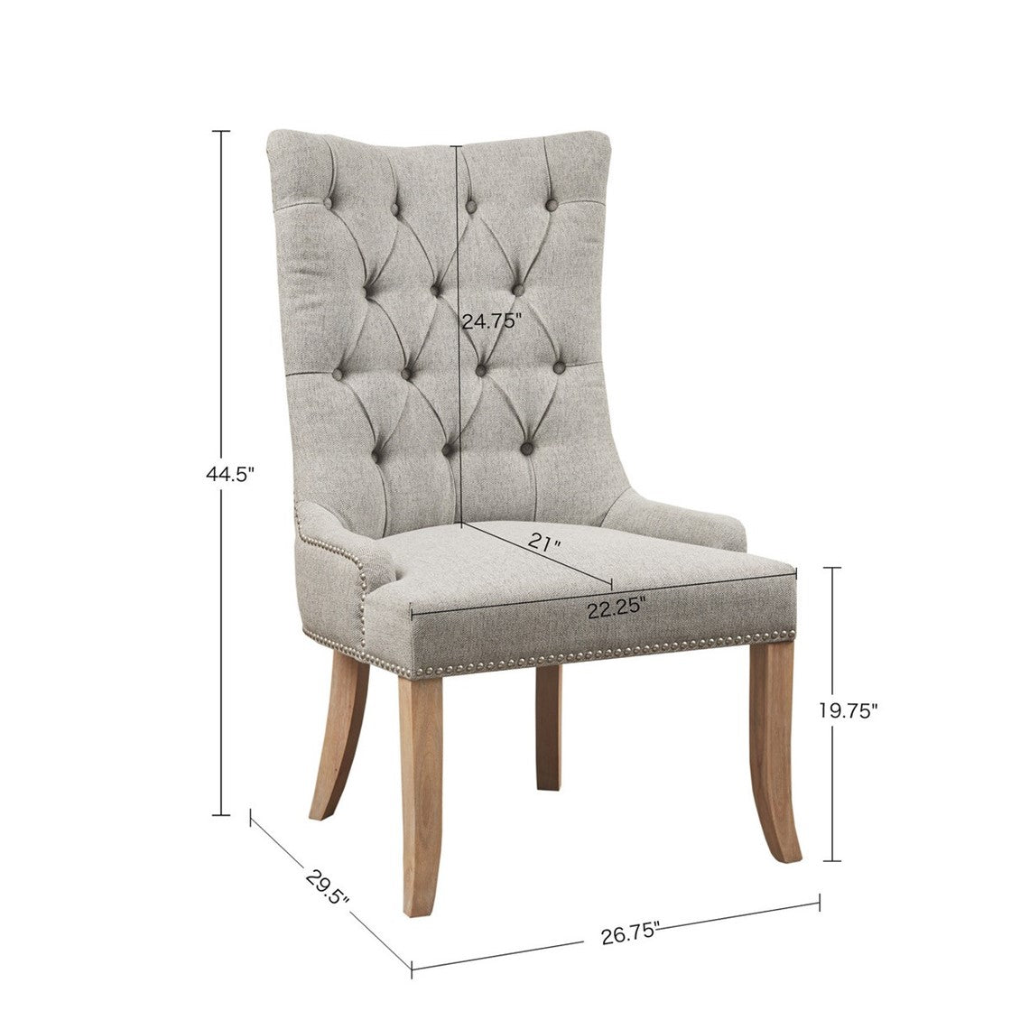 Lucas Light Grey Button Tufted Captain Accent Chair