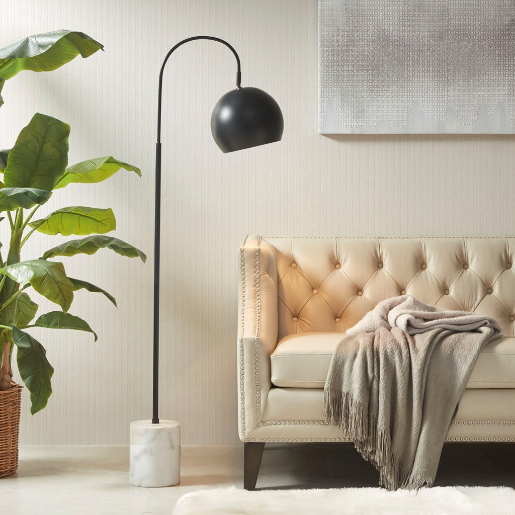 Halsey Mid-Century Black Floor Lamp