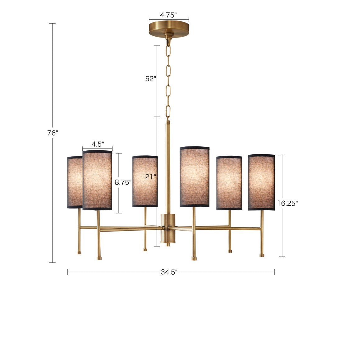 Maria Gold 6-Light Chandelier with Multi Shade Options