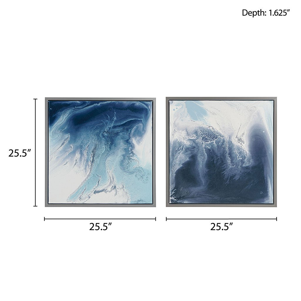 Blue Lagoon 2 Gel Coat Framed Canvas 2 Piece Set