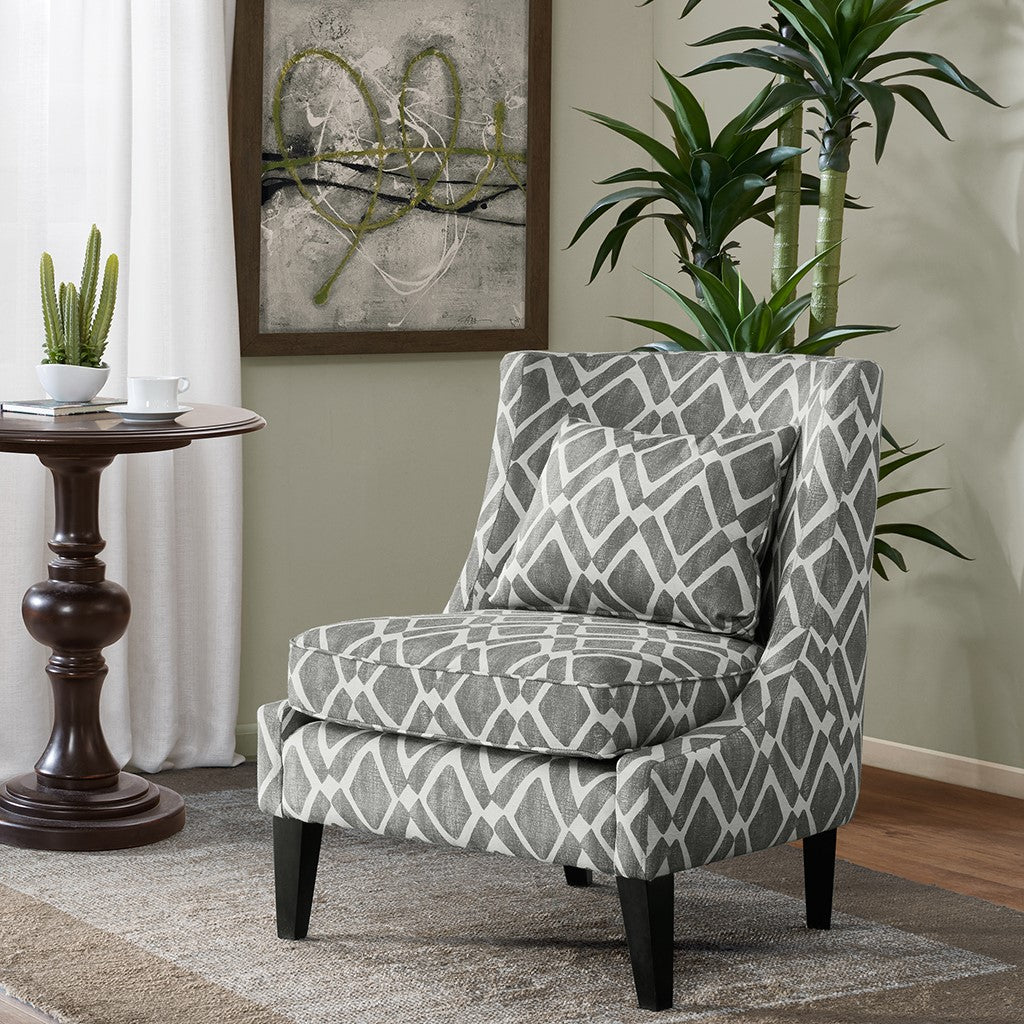 Waverly Swoop Grey Arm Chair