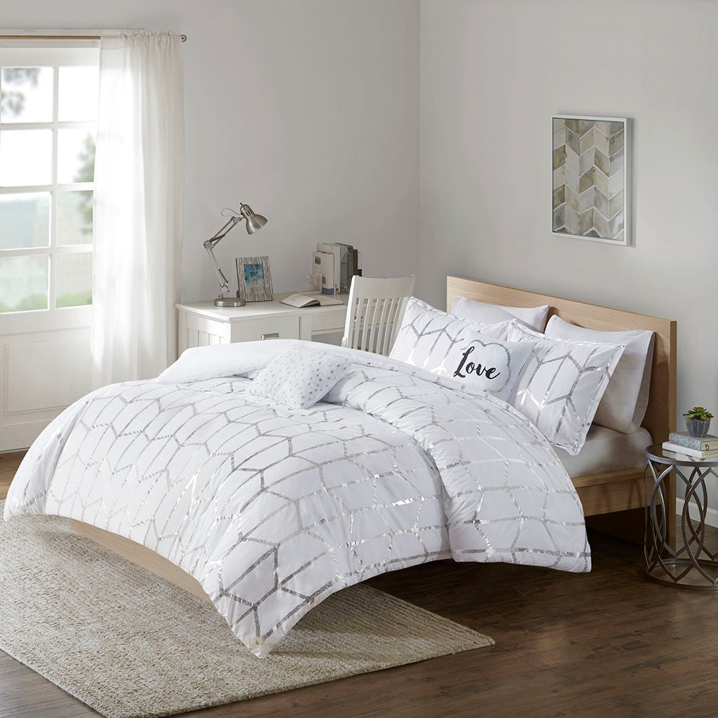 Raina Metallic Printed Duvet Cover Set