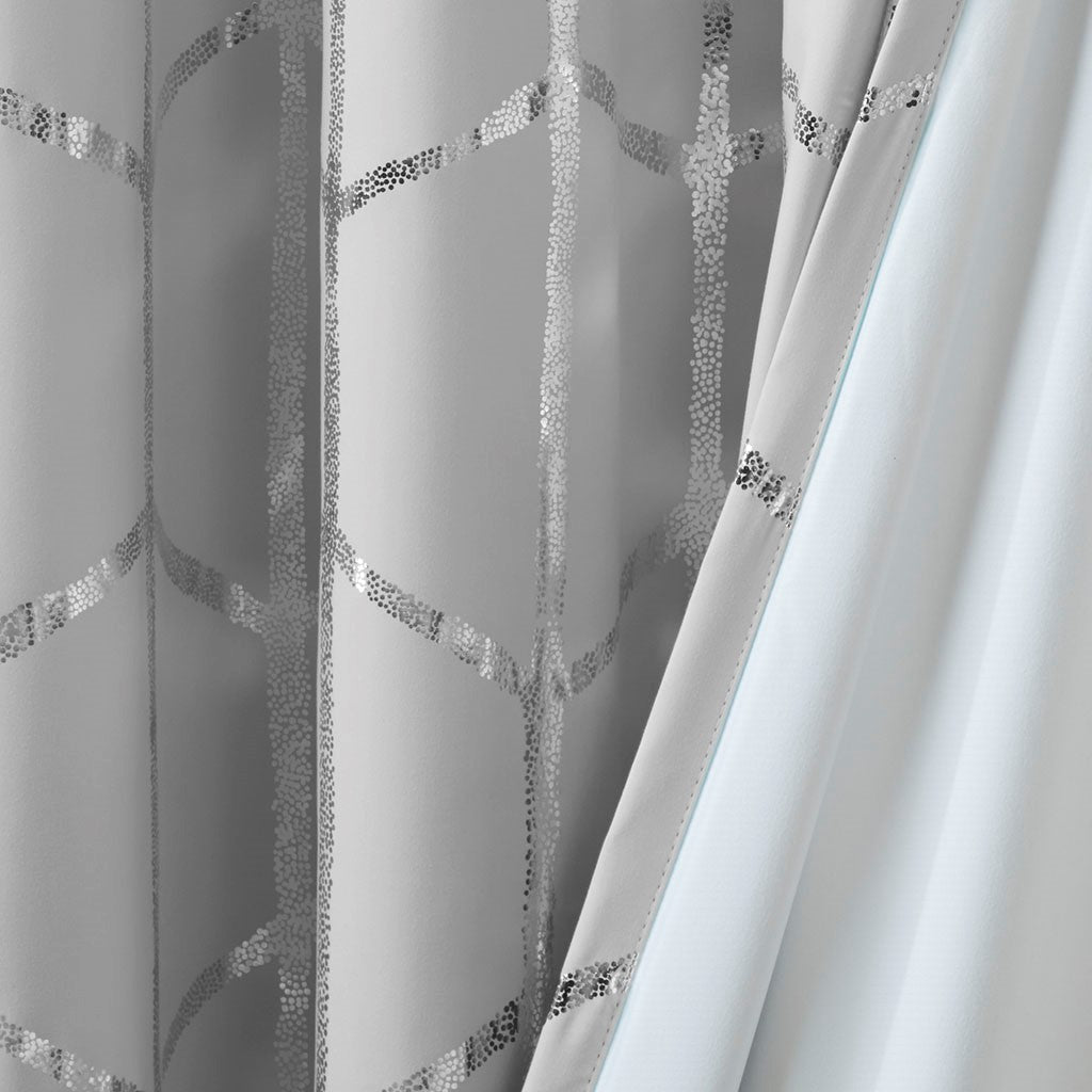 Raina Total Blackout Metallic Print Grommet Top Curtain