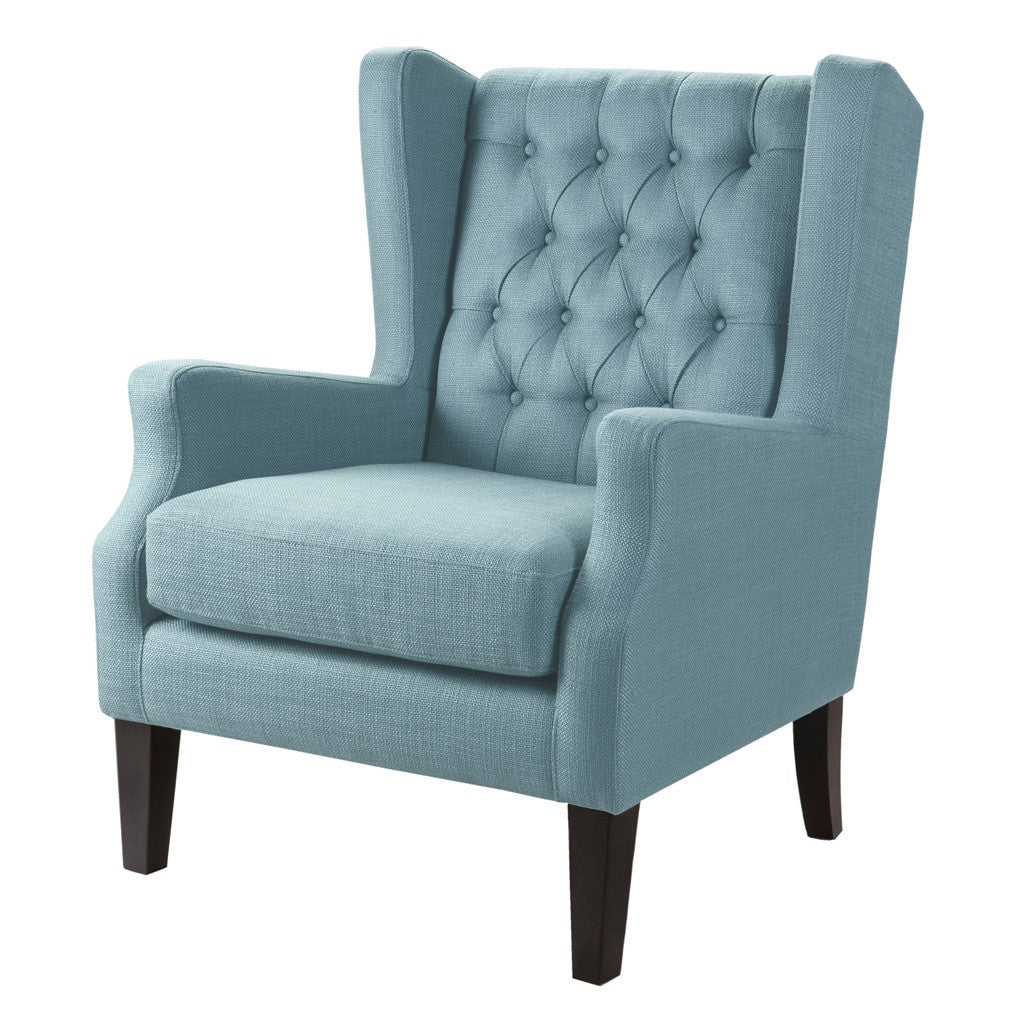 Maxwell Button Tufted Blue Wing Chair