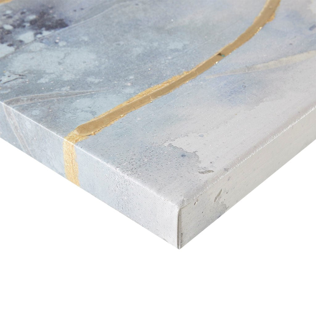 Blue Cosmo 3 Piece Canvas Set Hand Embellished Textured Glitter And Gold Foil