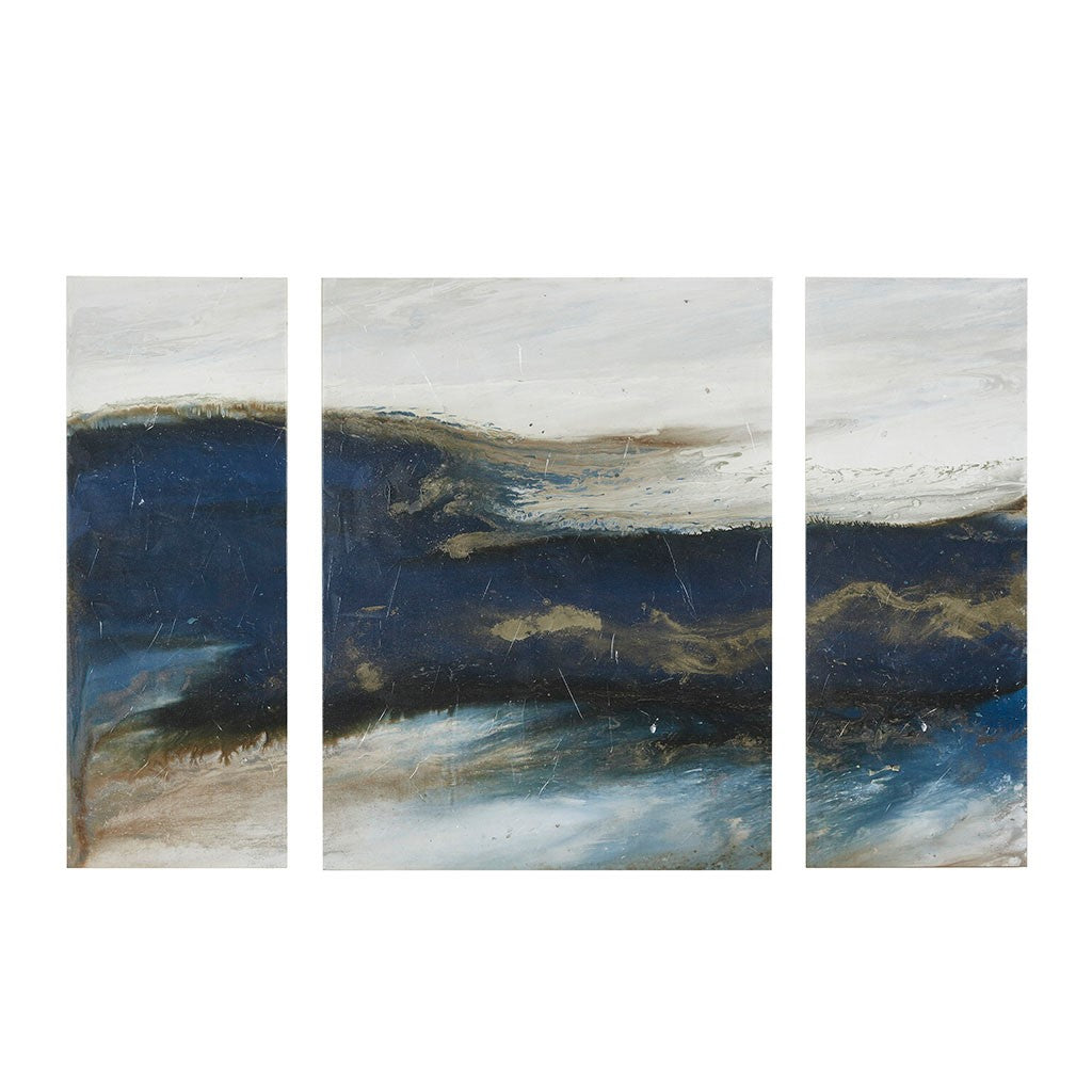 Rolling Waves Gel Coated Canvas-Set of Three