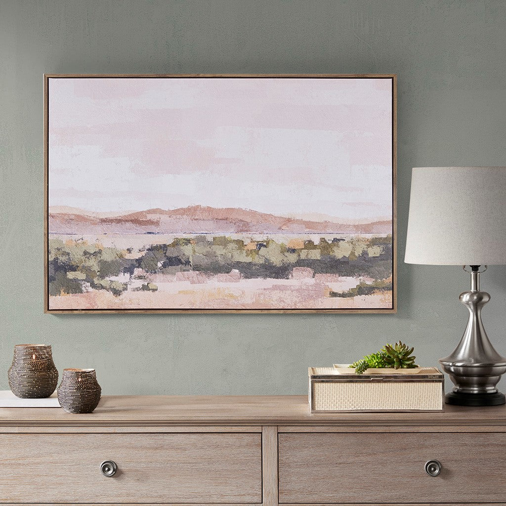 Desert Sunrise Landscape Gel Coated Framed Canvas