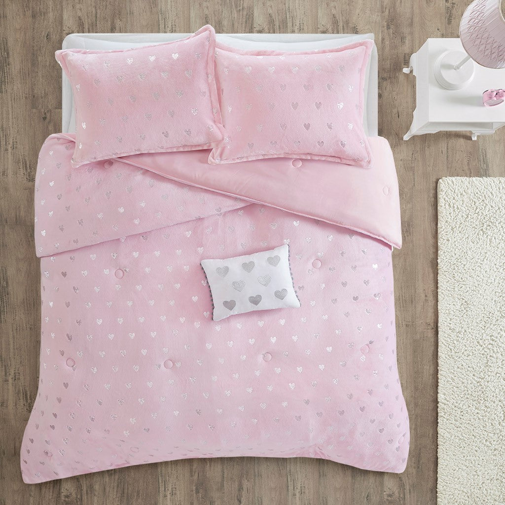 Rosalie Metallic Printed Plush Comforter Set