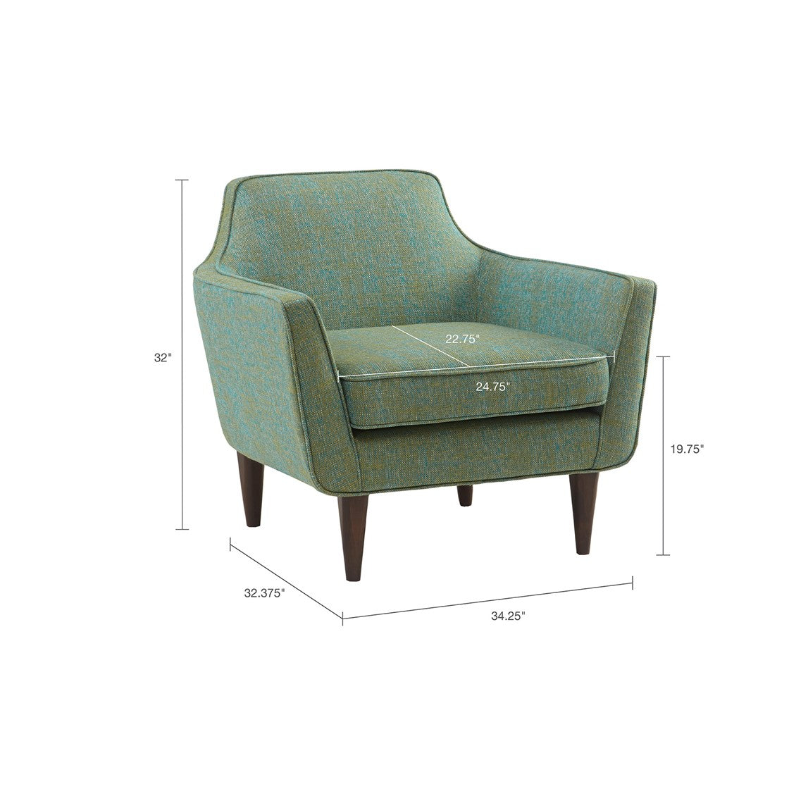 Cruz Blue-Green Mid Century Accent Chair