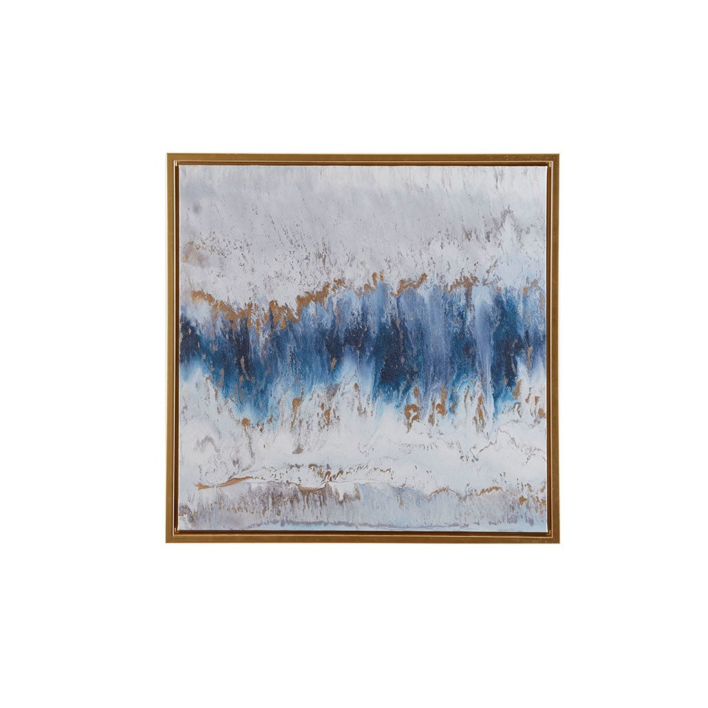 Blue Embrace Framed Canvas With Gel Coat And Gold Foil