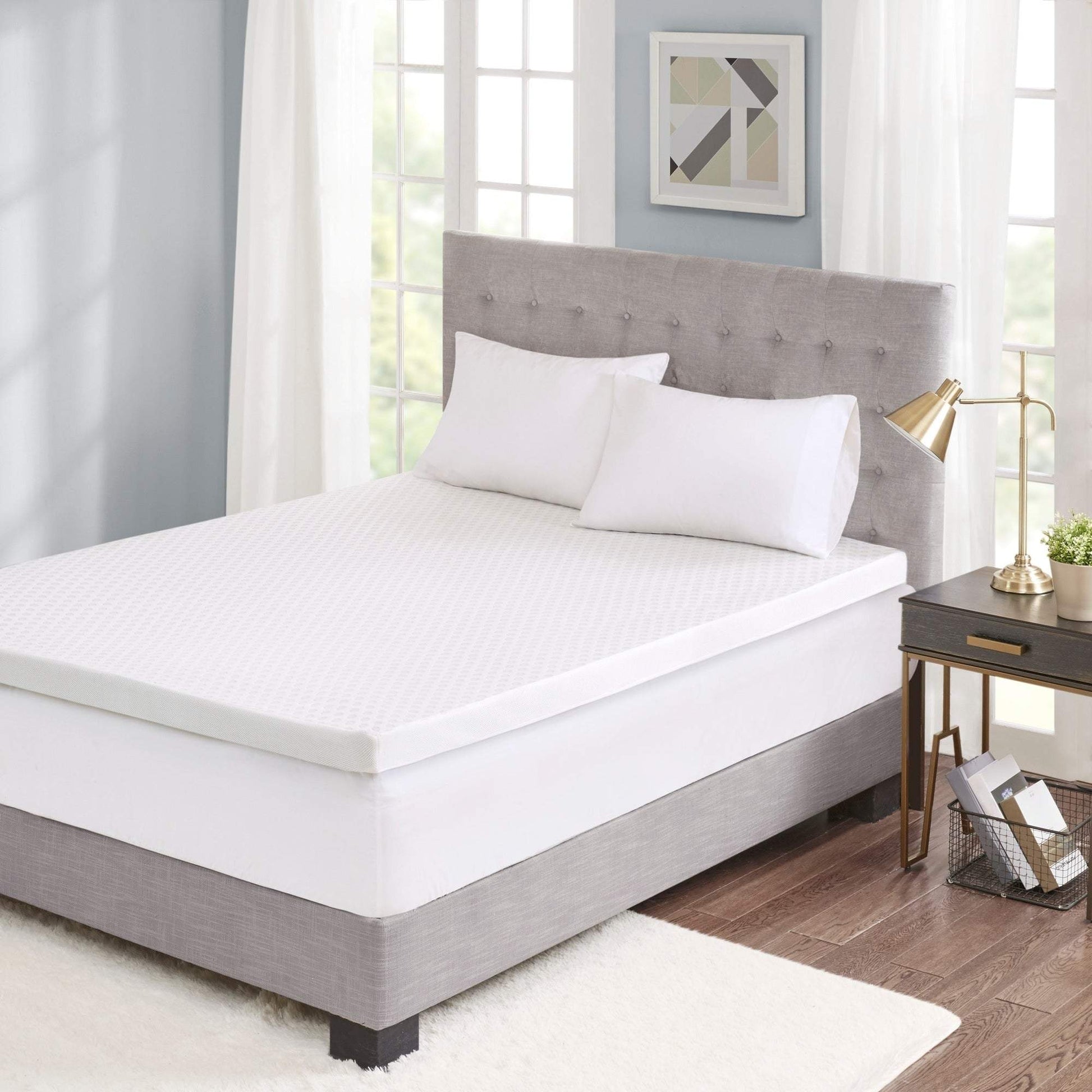 3" Gel Memory Foam with Cooling Cover White Mattress Topper Mattress Topper By Olliix/JLA HOME (E & E Co., Ltd)