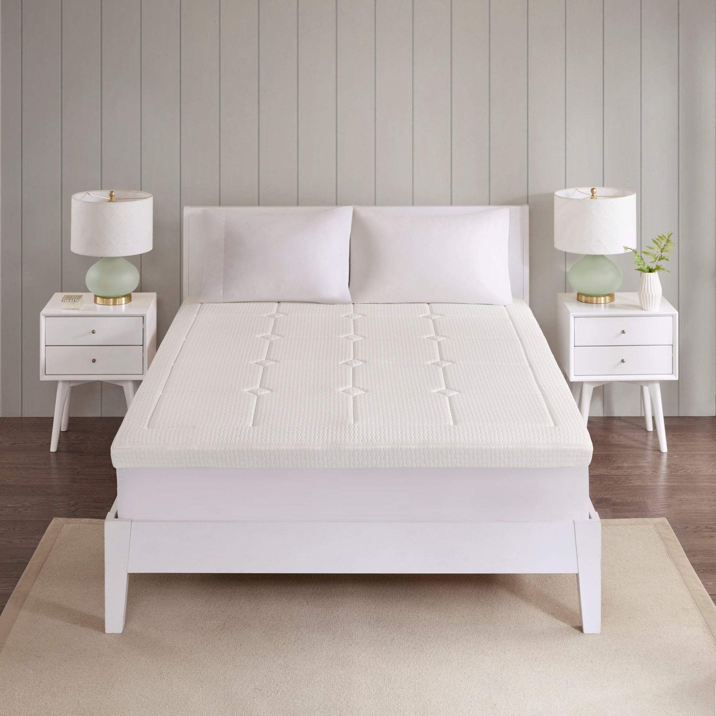 3" Quilted Memory Foam White Mattress Topper Mattress Topper By Olliix/JLA HOME (E & E Co., Ltd)