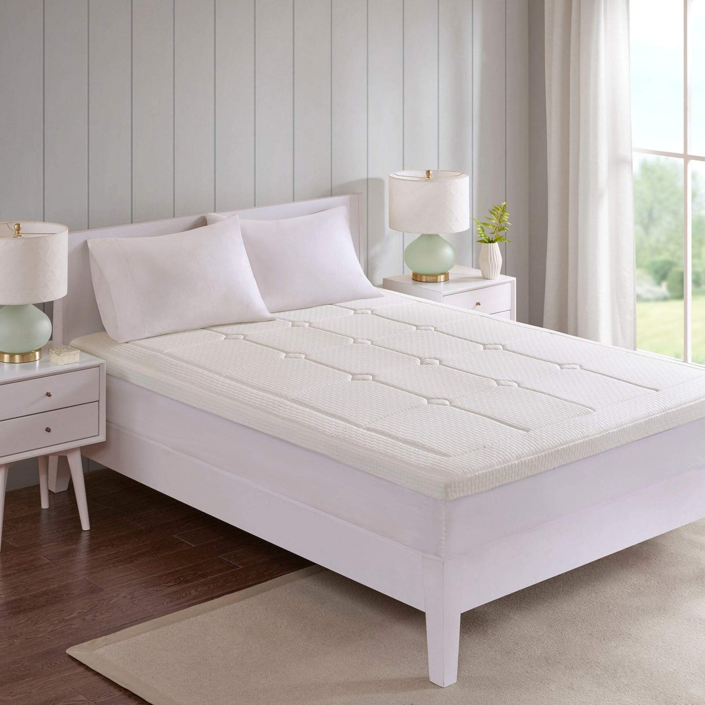 3" Quilted Memory Foam White Mattress Topper Mattress Topper By Olliix/JLA HOME (E & E Co., Ltd)