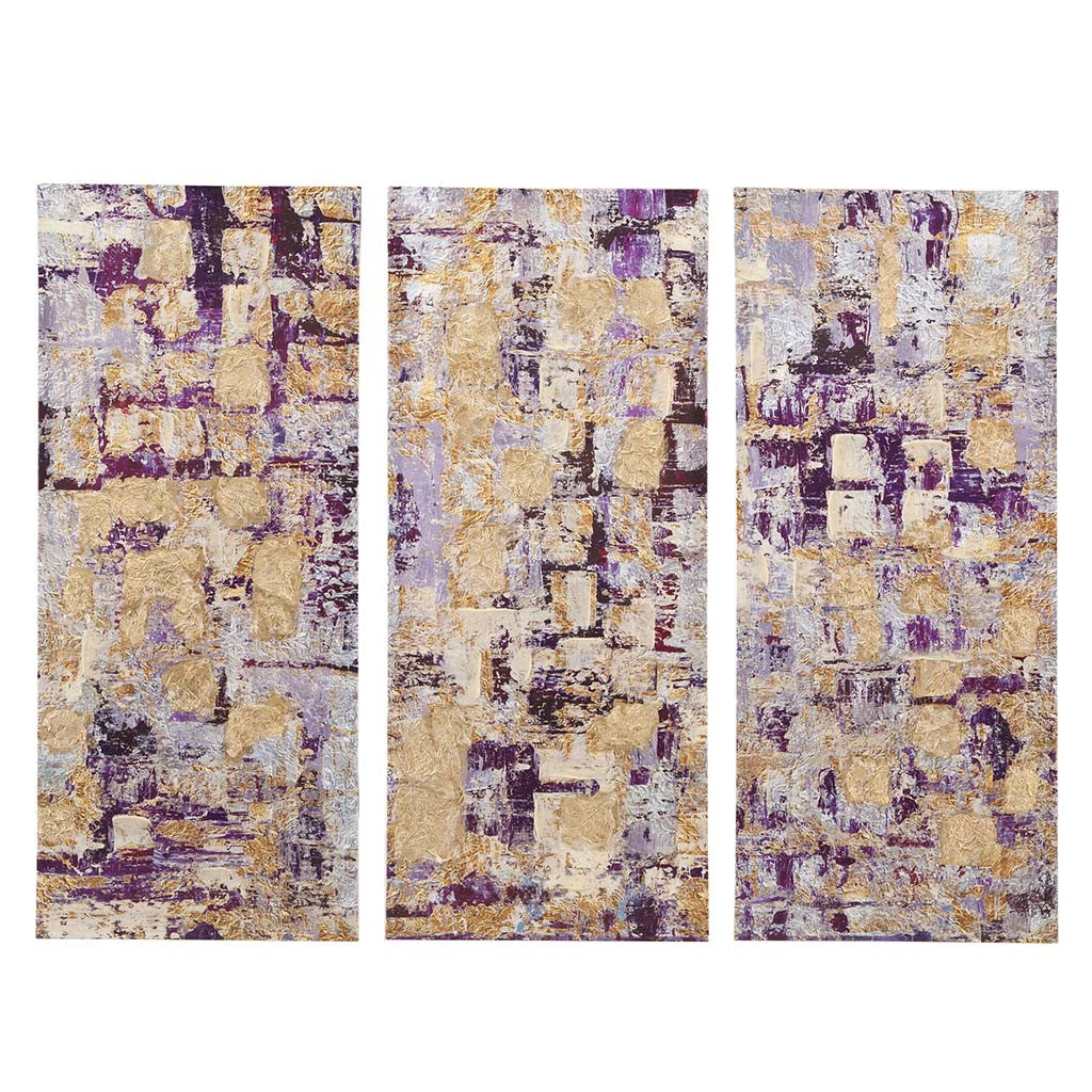 Gilded Violet Gel Coat Printed Canvas 3 Piece Set
