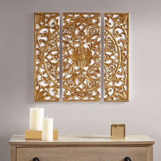 Gold Medallion 3 Piece Canvas Set Medallion 3D Design