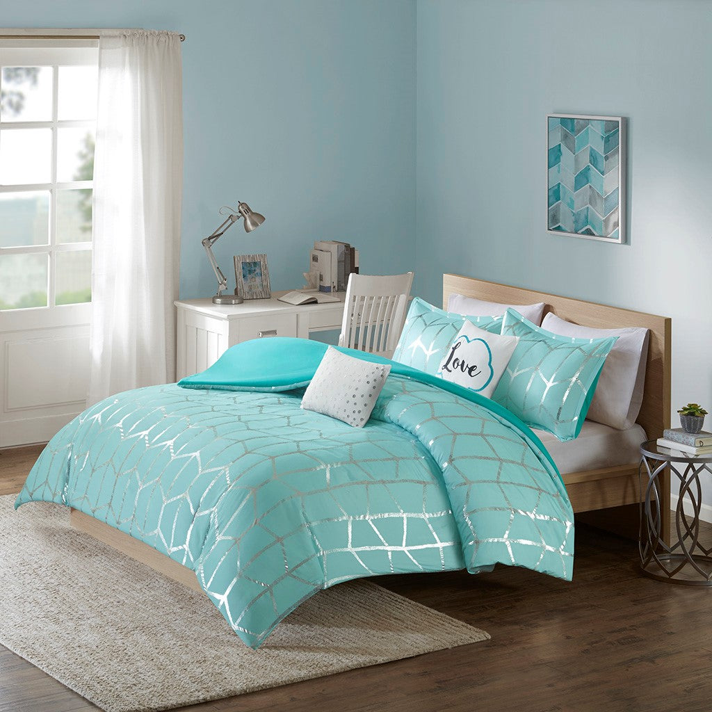 Raina Metallic Printed Duvet Cover Set