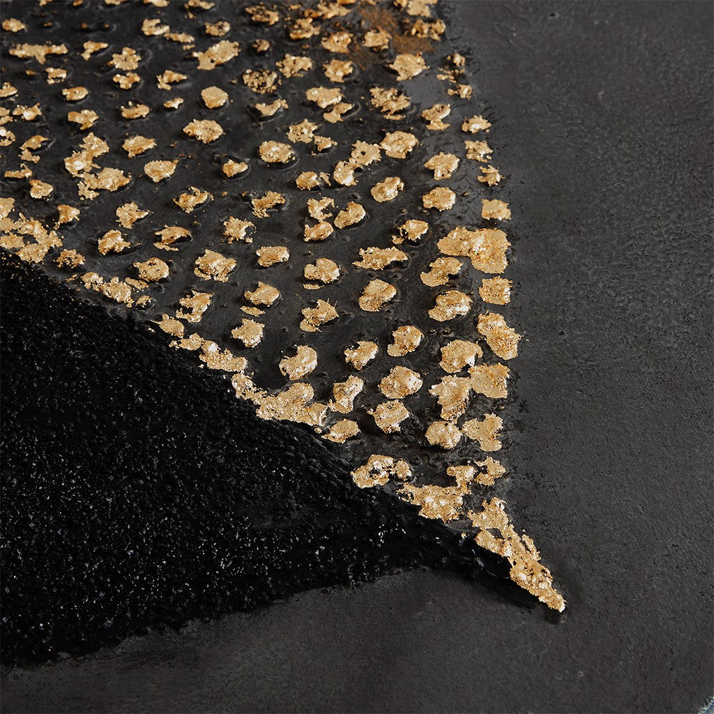 Charcoal Leaf Heavy Textured Canvas with Gold Foil Embellishment