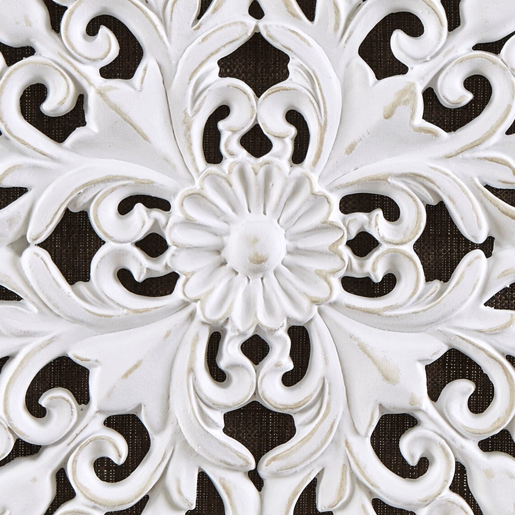 White Mandala Trinity 3D Embellished Linen Canvas 3 Piece Wall Art