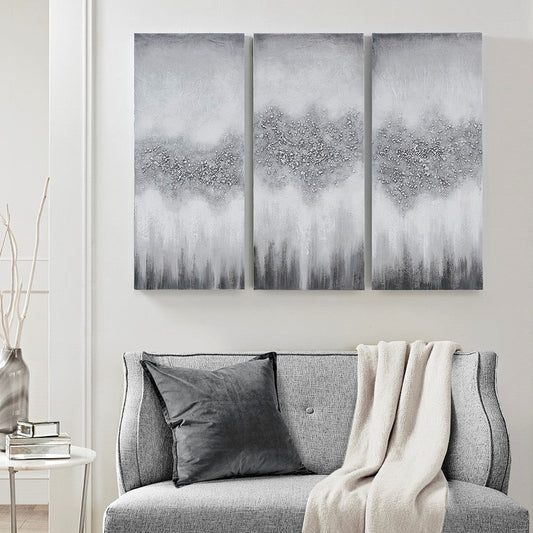 Luminous Hand Painted Heavy Textured Glitz Canvas 3 Piece Set