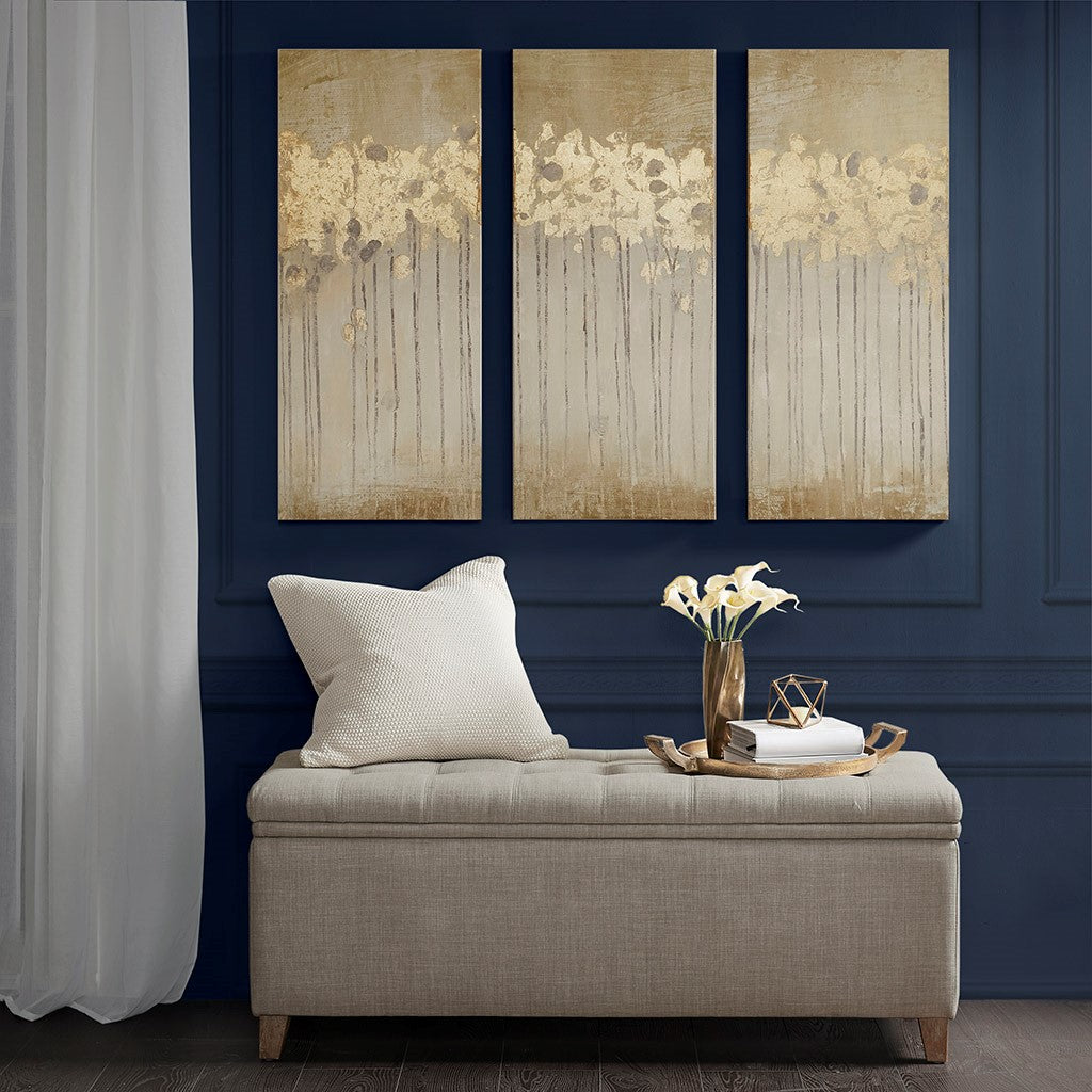 Dewy Forest Abstract Gel Coat Canvas with Metallic Foil Embellishment 3 Piece Set