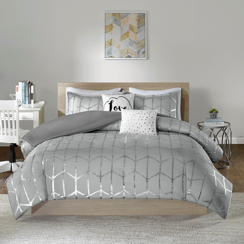 Raina Metallic Printed Duvet Cover Set