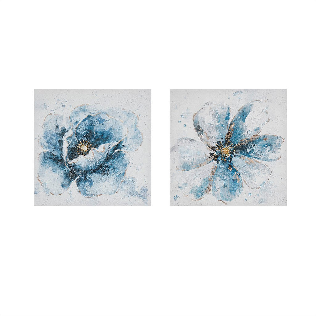 Gleaming Blue Florals Printed Canvas 2 Piece Set