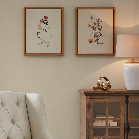 French Herbarium Framed Linen Canvas 2 Piece Set