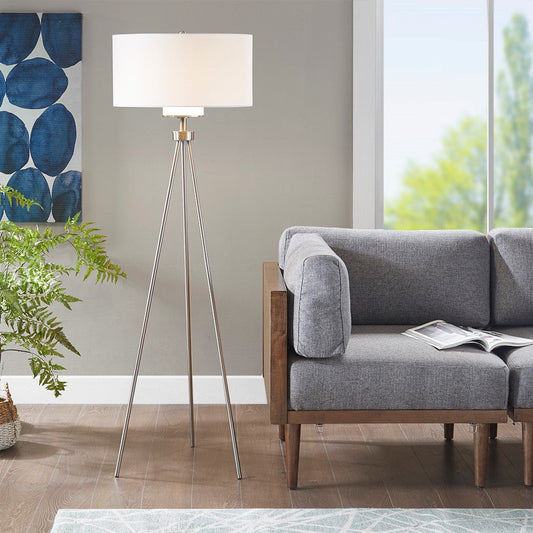 Pacific Tripod Silver Floor Lamp