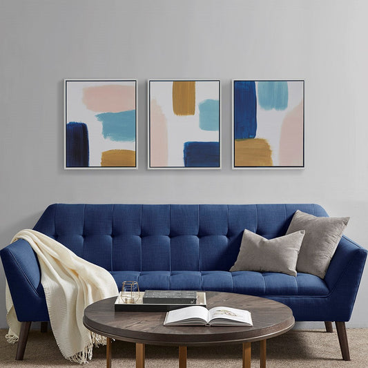 Wandering Strokes Abstract Framed Canvas 3 Piece Set